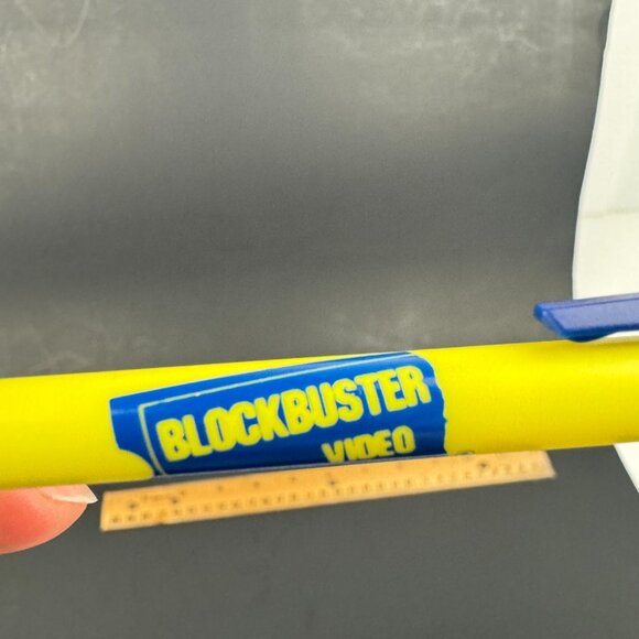 Vtg Blockbuster Pen Prop Yellow Blue Plastic Click Pen Dry Ink Does Not Write - Picture 9 of 13